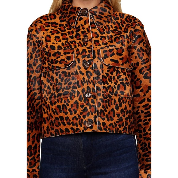 JUICY COUTURE Leopard Print Leather Jacket Coat - Picture 3 of 8